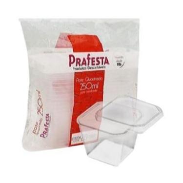 Imagem de Pote Quadrado C/ Tampa 250ml - Prafesta 20 Unidades