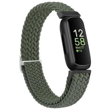 Imagem de Pulseira elástica compatível com Fitbit Inspire 3 mulheres e homens, alça elástica macia e ajustável para Fitbit Inspire 3/2 / HR (verde oliva)