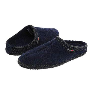 Imagem de HAFLINGER Sola de feltro de lã unissex AS Pantufas, Azul marino, 15 Women/13 Men