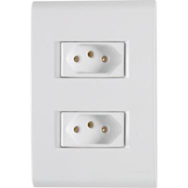 Imagem de Conjunto 4x2 com 2 Tomadas 2P+T Tramontina 20 A 250 V Liz Branco