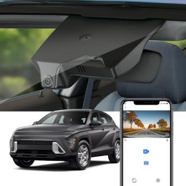 Imagem de Fitcamx 4K Dash Cam Adequada para Hyundai Kona 2023-2025 & Kona Electric (Part No#BE010) com Auto-Dimming, OEM Estilo, UHD 2160P Vídeo, WiFi & APP, Loop Gravação, G-Sensor, Fácil de Usar, 64GB Cartão