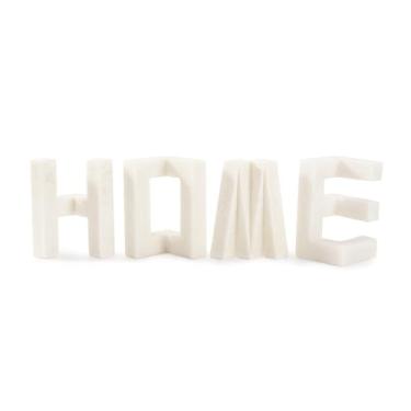 Imagem de Howard Elliott Home is in Heart Sculpture para decoração de casa e jardim, estatueta de placas de letras brancas independentes, letras decorativas de resina para mesa, estante e decoração, 12 x 40 cm