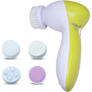 Imagem de Escova de Limpeza Facial Elétrica 5 em 1 – Esfoliação Suave, Limpeza Profunda, Massagem e Remoção de Cravos – À Prova d’Água, Recarregável com 5 Cabeçotes Multifuncionais (Verde)
