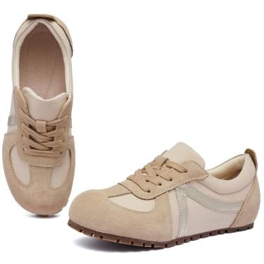 Imagem de RCTEC Sapatos Femininos Mocassins Casuais, Baixos E Confortáveis Para Caminhada, Tênis Da Moda (Camurça De Vaca Bege 10)