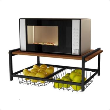 Imagem de Fruteira De Parede Multi-uso Aramada Suporte Microondas (IMBUIA)