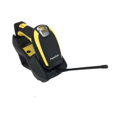 Imagem de Generic Datal○gic Scanner de código de barras robusto omnidirecional portátil sem fio PowerScan PM9100 (imagem linear, várias interfaces, curto alcance, IP65), inclui suporte e cabo USB