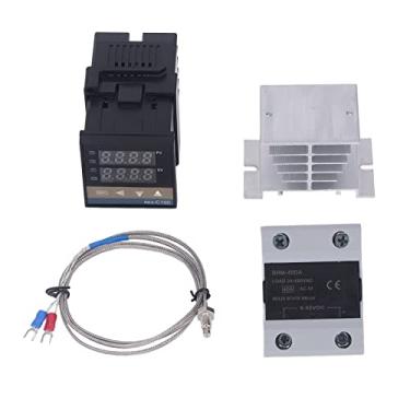 Imagem de Termóstato PID Digital Com Dissipador de Calor Branco Exato Controlador de Temperatura PID Com SSR para Agricultura (40A)
