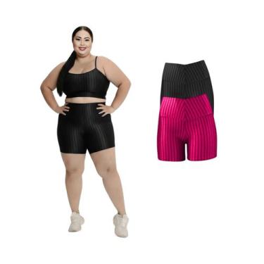 Imagem de Kit 2 Short Legging 3D Academia Fitness Feminino Plus Size - RCV Store