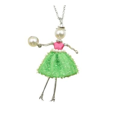 Imagem de OSCCI Colar de boneca de cristal Paris para mulheres, vestido bonito feito à mão com pingente de corrente longa, bijuteria de formatura, Metal, Sem Pedra Preciosa