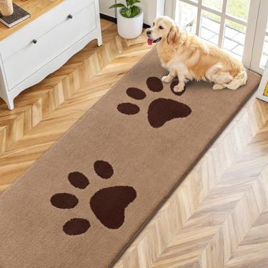 Imagem de Smiry Tapete de porta de cachorro para patas enlameadas 70 x 24, capachos antiderrapantes laváveis para ambientes internos, tapete de entrada absorvente para piso interno, bege