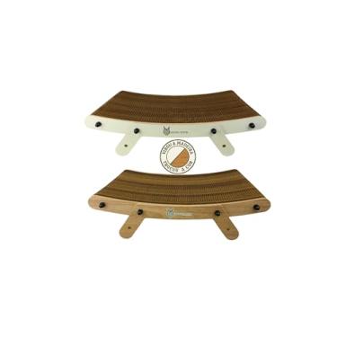 Imagem de Arranhador de papelão para gatos Modelo Palestina 50 Lince Cats (Branco e Madeira)