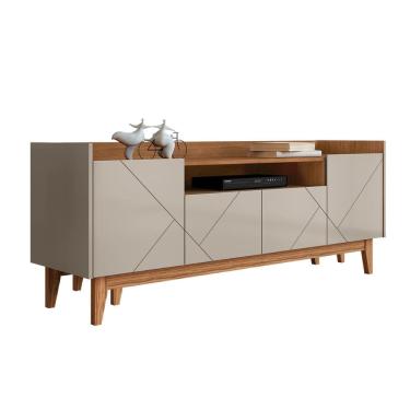 Imagem de Rack Adria 180cm Sala TV até 65 Polegadas Pés Madeira Maciça