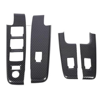 Imagem de Capa de painel de controle de janela de carro de fibra de carbono, moldura de painel de interruptor de janela elétrica D Max 2021 2024, feita de material ABS, com camada protetora, instalação rápida