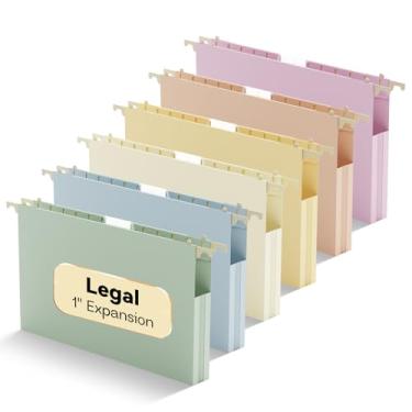 Imagem de NORDUN Pastas de arquivo para pendurar tamanho ofício de capacidade extra, bolso expansível pastel de 2,5 cm, pacote com 12 pastas suspensas de plástico, abas ajustáveis, mantenha-se organizado para o