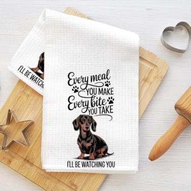 Imagem de Toalhas de cozinha engraçadas e fofas de dachshund, toalha de prato decorativa de microfibra absorvente, toalha de chá, toalhas de mão macias de waffle para cozinha, casa, banheiro, presentes para