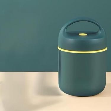 Imagem de Marmita Térmica em Aço Inox 304-420ml/550ml, Vedação Antivazamento, Própria para Microondas(1andar Verde Com Bolsa)