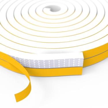 Imagem de Faixa de vedação de porta de decapagem climática, fita de exclusão de rascunho de 1/5.1 cm x 3/20.3 cm x 13 pés para janelas e portas, tira de vedação de janela autoadesiva branca