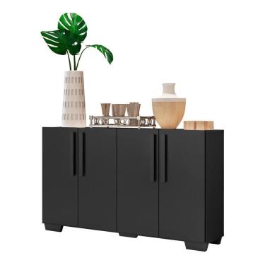 Imagem de Aparador Buffet 4 Portas Com Pés Quadrados Viena V3607 Preto Preto