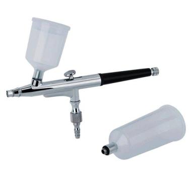 Imagem de Caneta Aerógrafo Dupla Ação Profissional 0.35 mm Metálico 2 Cubas GT38