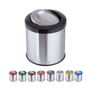 Imagem de Lixeira Inox Com Tampa Basculante 10 Litros Flip Top - CM Design, Pret
