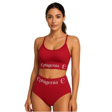 Imagem de Conjunto Top Calcinha Canelado Lingerie Conforto Elástico Largo Susten