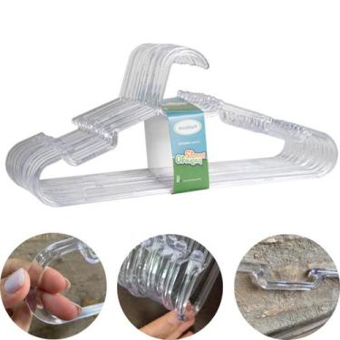 Imagem de Cabide Acrílico Kit 12 Unidades Resistente Transparente Grande Forte -