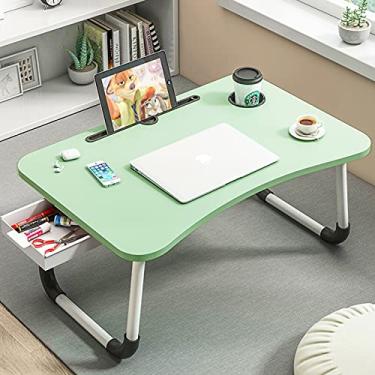 Imagem de Mesa de mesa para laptop, mesa dobrável na cama, bandeja de cama portátil para laptop, mesa de colo com suporte de copo para escrita/leitura, perfeita para laptops de 11 a 17 polegadas, preta (rosa)