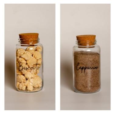 Imagem de Pote de armazenamento cafe Kit Cantinho do Café - ESCOLHA SEU KIT - Potes de Vidro 830 ml com Tampa de Cortiça(Biscoito e Cappuccino)