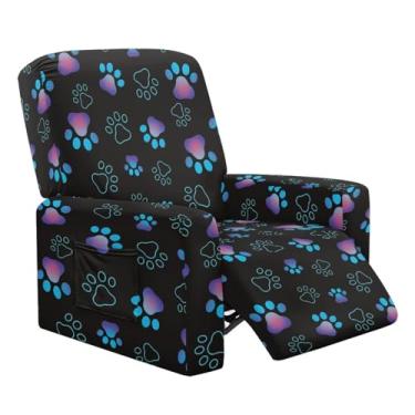 Imagem de HUISEFOR Capas para cadeira reclinável de pata de cachorro, 4 peças, confortáveis capas de sofá reclináveis com bolso, protetor de móveis fácil de instalar para sala de estar, presente para férias