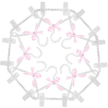 Imagem de 8 cabides de pérolas para bebês com 2 clipes e laço, cabides de plástico reutilizáveis para crianças, meninas, meninos, mini cabides para roupas e acessórios para animais de estimação (transparente)