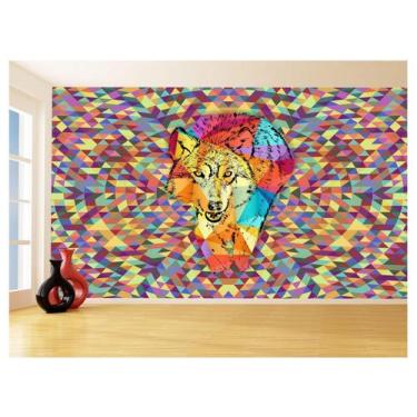 Imagem de Papel De Parede Animais Pop Art Lobo Colorido 3,5M Pxa577 - Você Decor