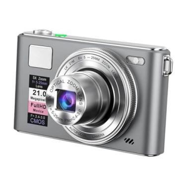 Imagem de Ysyqkn Câmera Digital E Portátil 5x Profissional Compacta E Versátil - Acessórios para Viagem, Estudo, Gravação, Vlog E Shows, Cinza