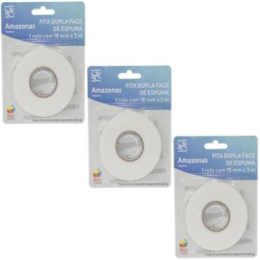 Imagem de Kit Fita Dupla Face De Espuma 1,8 Cm X 3 Metros Com 3 Rolos - Rio Tiju