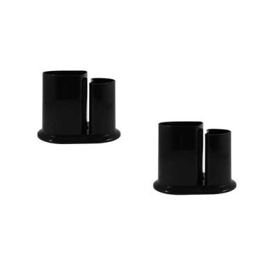Imagem de Kit 2 Porta Lápis Duo Preto Plástico - Bb Store