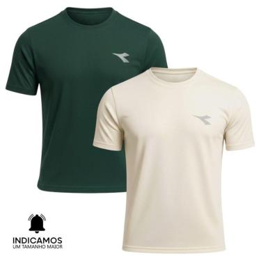 Imagem de Kit 2 Camisetas Diadora Small Logo Masculina - Verde Escuro e Off White XGG-Masculino