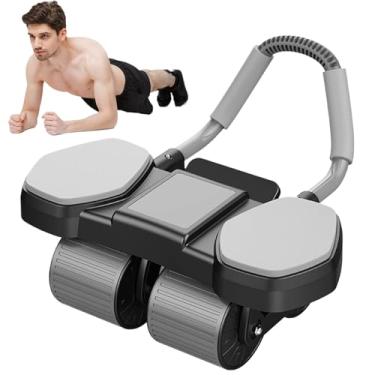 Imagem de Rolo de roda abdominal – Treinador silencioso para exercícios em casa | Rolo abdominal de recuperação automática com quatro rodas e suporte de telefone para casa, garagem, sala de esportes