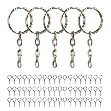 Imagem de Argola Com Corrente 23mm Resistente Artesanato Com Pitão Criação De Chaveiro (300, Prata, 23mm)