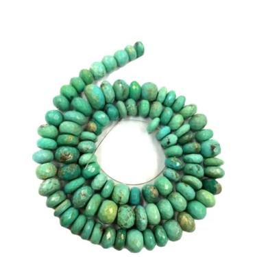 Imagem de Lady Works Fio de pedra natural turquesa Arizona de 33 cm, contas facetadas rondelle de 6 a 10 mm para fazer joias DIY | Beads_01773