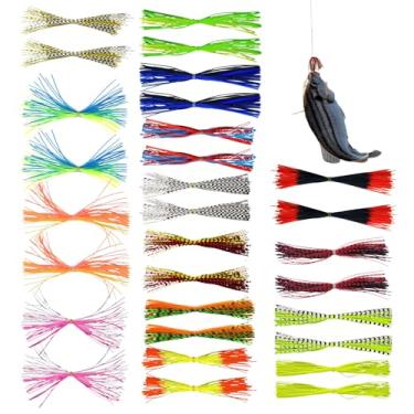 Imagem de Saias Jig para pesca de robalo, iscas de troca de saia de silicone, iscas macias, 30 pacotes para pesca em água doce e salgada, uso no lago rio lagoa e costa de barco de gelo