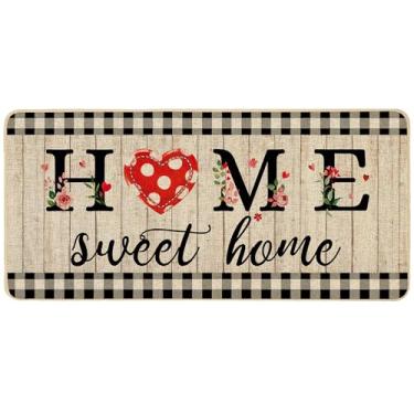 Imagem de ORTIGIA Capacho Home Sweet Home, ambientes internos, externos, dia dos namorados, coração, bem-vindo, verão, antiderrapante, durável, tapete de entrada para casa, entrada externa, quintal, pátio, 43 x
