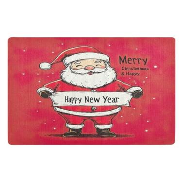 Imagem de SEHANY Tapete de porta de inverno Papai Noel Natal para todos os climas, impermeável, secagem rápida, bem-vindo, tapete de entrada antiderrapante, tapete decorativo de poliéster para entrada, varanda