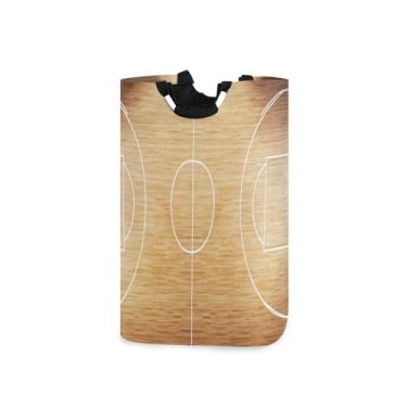 Imagem de Blueangle Cesta de lavanderia dobrável para quadra de basquete com alças – Saco de cesto de roupa impermeável dobrável | Solução de armazenamento de roupas que economiza espaço para dormitório