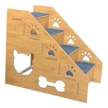 Imagem de Ｂｅｓｇａ Escada para Cães e Gatos com Degraus, Acessórios para Animais de Estimação, Antiderrapante, Leve e Versátil, Ideal para Casa, Cama Alta, Sofá Carro, 4 Camadas