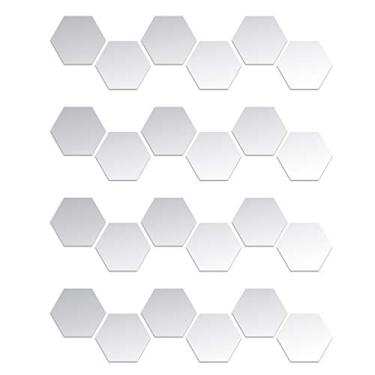 Imagem de 24 unidades de adesivos espelho hexagonal para parede removíveis acrílico decorativos DIY decoração casa em quarto banhe