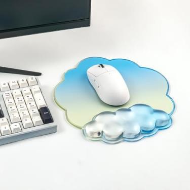 Imagem de Mouse pad com descanso de pulso em gel, suporte ergonômico de pulso para laptop, mouse para alívio da dor para escritório ou jogos (azul gradiente)