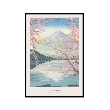 Imagem de Pôster Hasui Kawase Ohara Koson Impressões Katsushika Hokusai Pintura em Tela Onda Japonesa Arte de Parede Hiroshige Imagens para Decoração de Casa (SKU4,12 x 45,7 cm = (30 x 45 cm), Moldura preta)