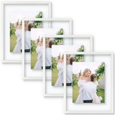 Imagem de Moldura flutuante de 40,6 x 50,8 cm - madeira maciça branca para flor prensada - vidro frontal verdadeiro - use como moldura de 28 x 35 cm ou 30 x 40 cm - para exibição de parede (branco, pacote com 4