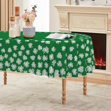 Imagem de Horaldaily Toalha de mesa de Dia de São Patrício 152 x 213 cm, oval, estilo esboço de trevo verde, lavável, capa de mesa sazonal para decoração de festa, piquenique, jantar