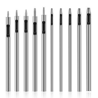 Imagem de 10 Pcs Leather Hole Punch Cutter 0.5mm-3.5mm Hollow Punch Set for Leather Crafting Round Hollow Tools for Watch Bands Belts Canvas Paper Rubber Soft Material Working