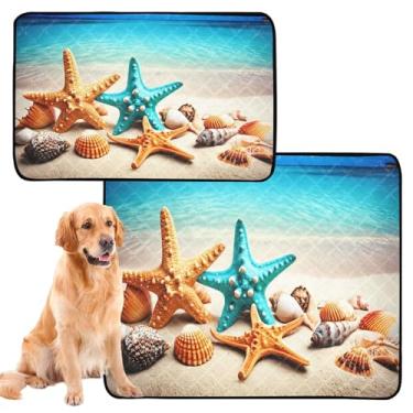 Imagem de CEBUGI Almofadas de xixi laváveis para cães, pacote com 3, almofadas impermeáveis para filhotes de cachorro, antiderrapantes, à prova de vazamento, para cama de cercadinho, estrela-do-mar, conchas